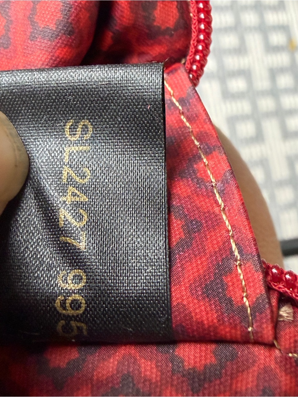 Vintage - Fossil Red Floral Canvas Coin Pouch - Picture 5 of 11